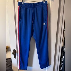 Nike Blue Joggers with Red Stripes